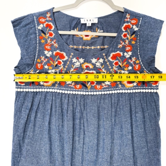 THML Florence Embroidered Yoke Shift Dress – Size M – 🌼🧺🌿🌻🌺🍂 - Picture 9 of 13